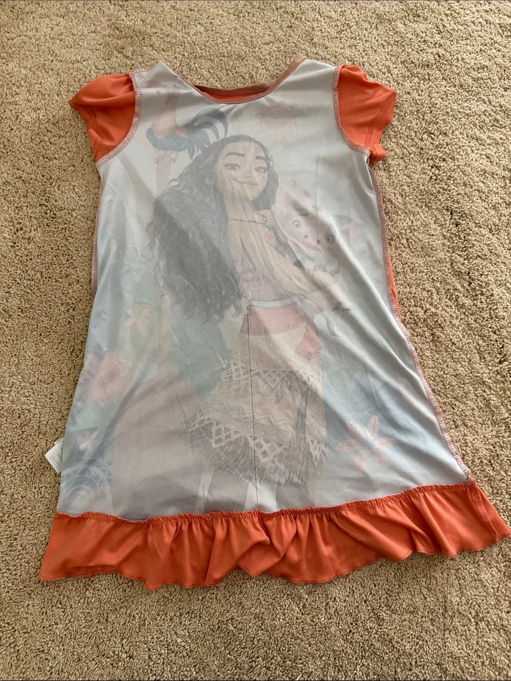 Disney Moana Nightgown in Coral and Teal. Size 6. Soft. Comfortable. Bedtime. - Picture 12 of 15